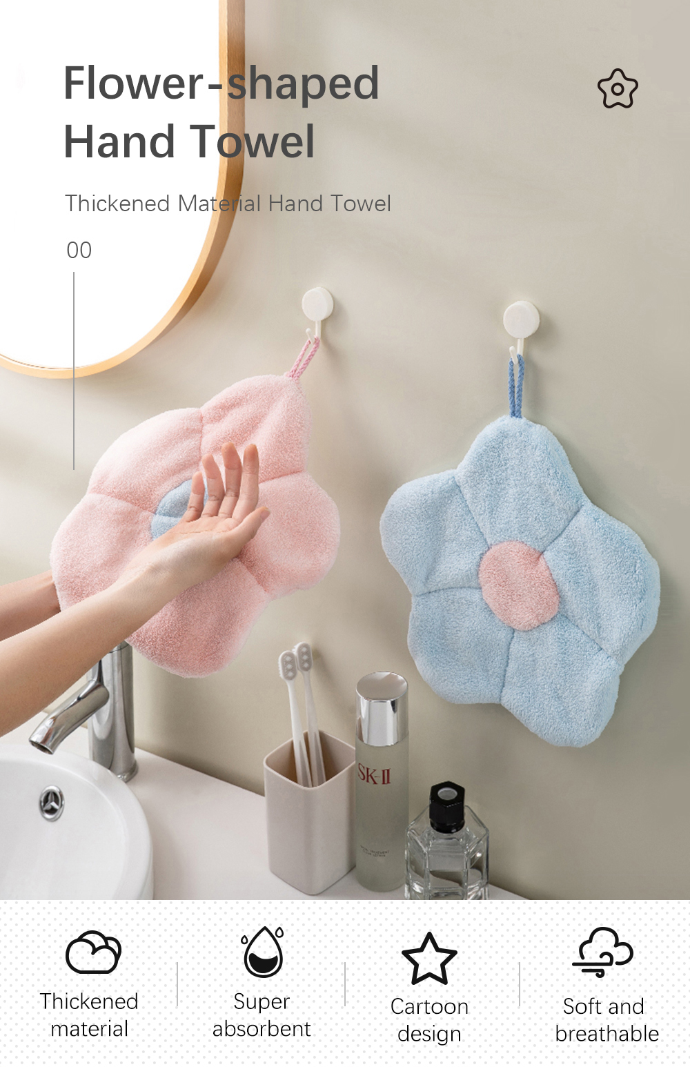 Flower-shaped Hand Towel _1_